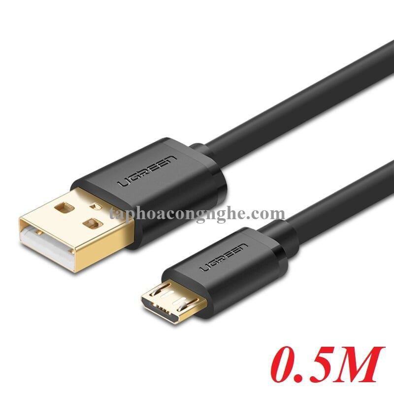 Ugreen 10835 0.5M màu Đen Cáp sạc truyền dữ liệu USB 2.0 sang MICRO USB lõi đồng US125 30010835